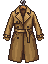 Pixel art trench coat on a hanger